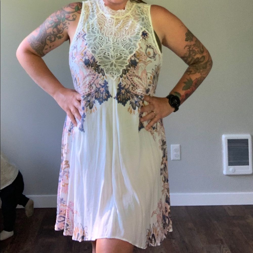 Free People Boho Lace Dress Womens M/L Fairy Whimsy Sheath Midi Delicate Summer - Picture 8 of 10